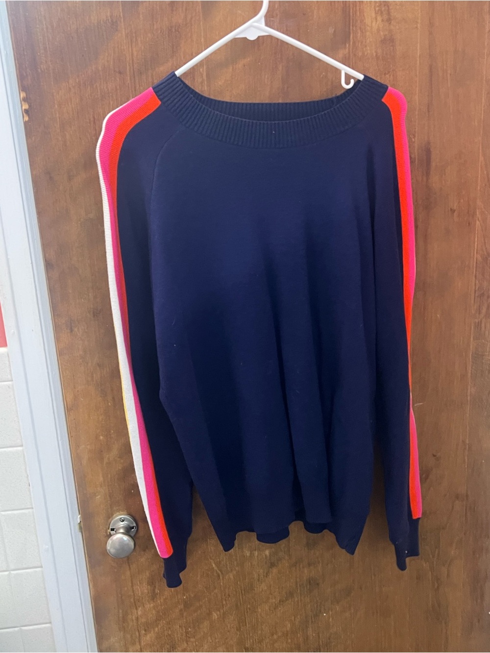 Women's Navy Ribbed Crewneck Sweater